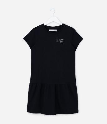 Vestido Infantil com Estampa Lettering - Tam 5 a 14 anos