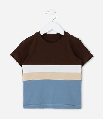 Camiseta Infantil com Blocos de Cor - Tam 1 a 6 Anos