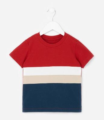 Camiseta Infantil com Blocos de Cor - Tam 1 a 6 Anos