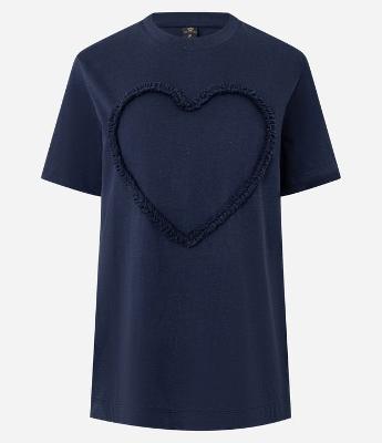 Camiseta em Algodão com Babado de Coração