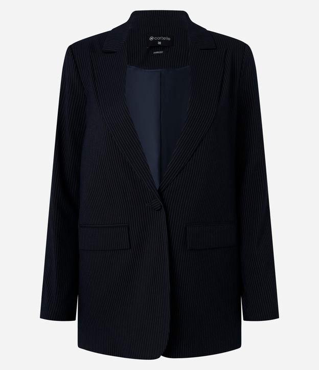 Blazer Oversized Alfaiatado com Risca de Giz e Fechamento Simples - 1