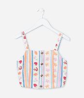 Blusa Infantil em Viscolinho com Estampa Listras e Frutas - Tam 5 a 14 Anos - 1
