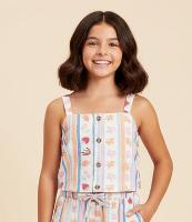 Blusa Infantil em Viscolinho com Estampa Listras e Frutas - Tam 5 a 14 Anos - 2