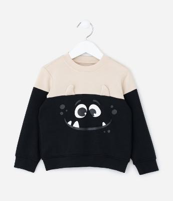 Casaco Infantil com Estampa Relevo de Mostrinho - Tam 1 a 6 Anos