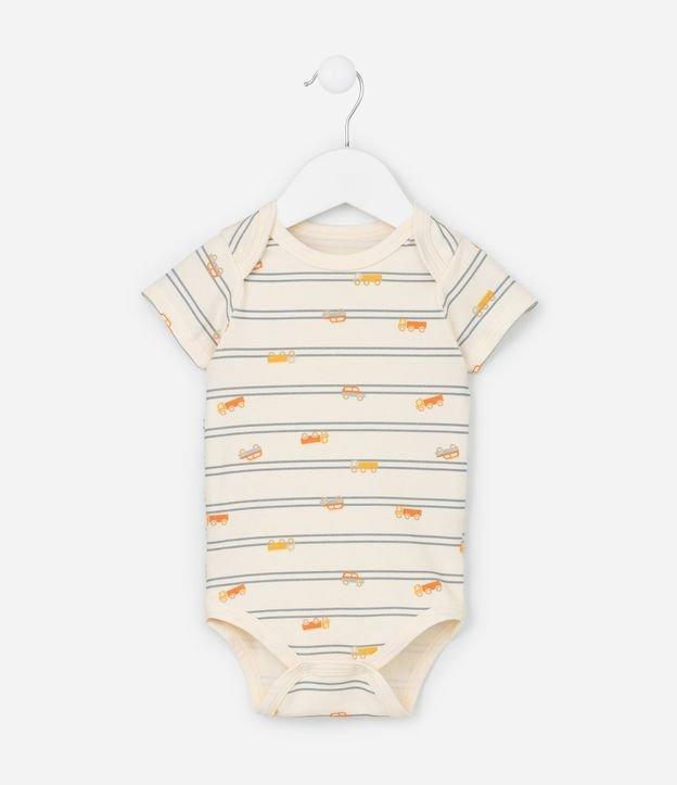 Body Infantil com Estampa Carrinhose Listras - Tam RN a 18 meses - 1
