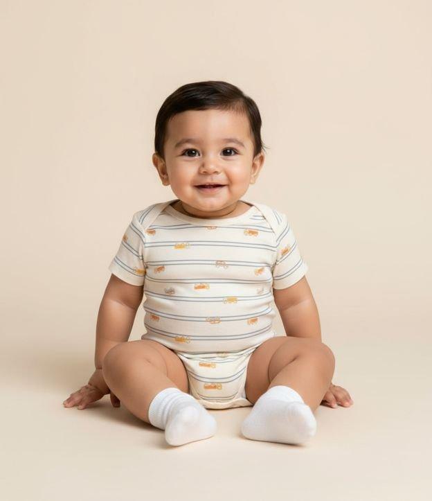 Body Infantil com Estampa Carrinhose Listras - Tam RN a 18 meses - 2