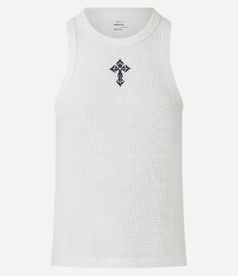 Regata Muscle em Algodão com Bordado de Cruz Texturizada