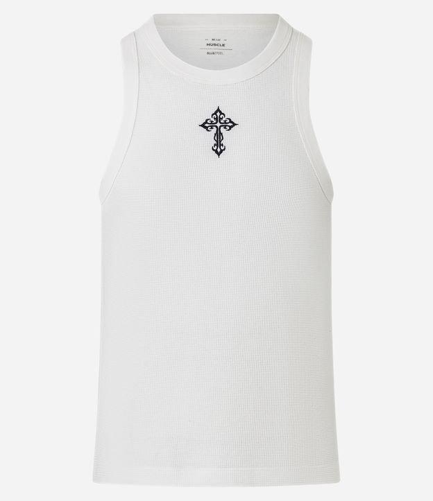 Regata Muscle em Algodão com Bordado de Cruz Texturizada - 1