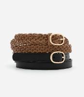 Kit 02 Cintos com Efeito Trançado Tressê e Fivela em Metal - 1