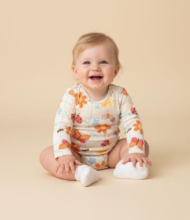 Body Infantil com Estampa de Bichinhos e Florzinhas - Tam RN a 18 meses - 2