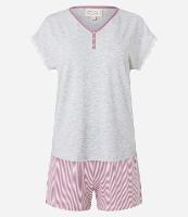 Pijama Short Doll em Viscose com Detalhe de Rendinha e Short Listrado - 2