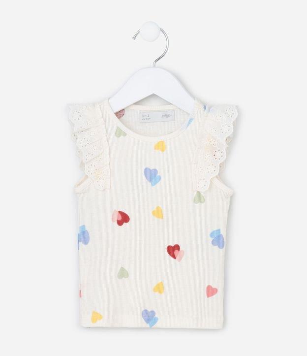 Regata Infantil em Ribana com Babados Broderie - Tam 1 a 6 Anos - 1