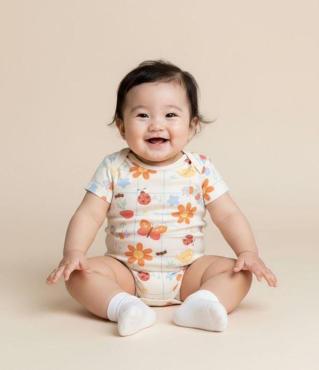 Body Infantil com Estampa Bichinhos e Florzinhas - Tam RN a 18 meses - 2