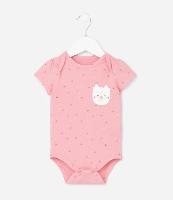 Body Infantil com Bolsinho Estampa de Gatinha - Tam RN a 18 meses - 1