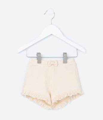 Short Infantil com Babadinhos e Laço - Tam 0 a 18 meses