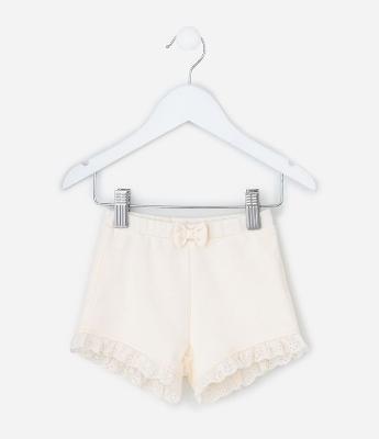 Short Infantil com Babadinhos e Laço - Tam 0 a 18 meses