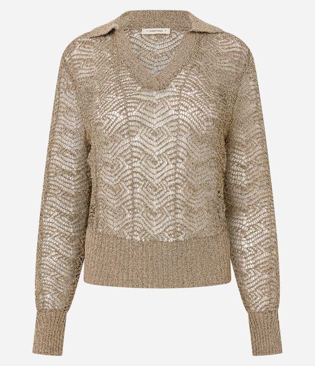 Blusa em Tricô com Gola Polo e Ponto Vazado - 1