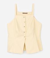 Blusa Regata Alongada em Sarja com Botões Curve & Plus Size - 1