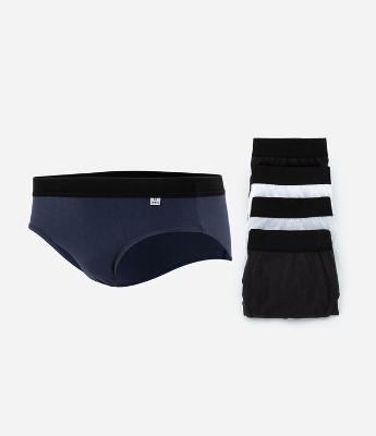 Kit 05 Cuecas Slip em Algodão com Elástico Aparente Del Rio