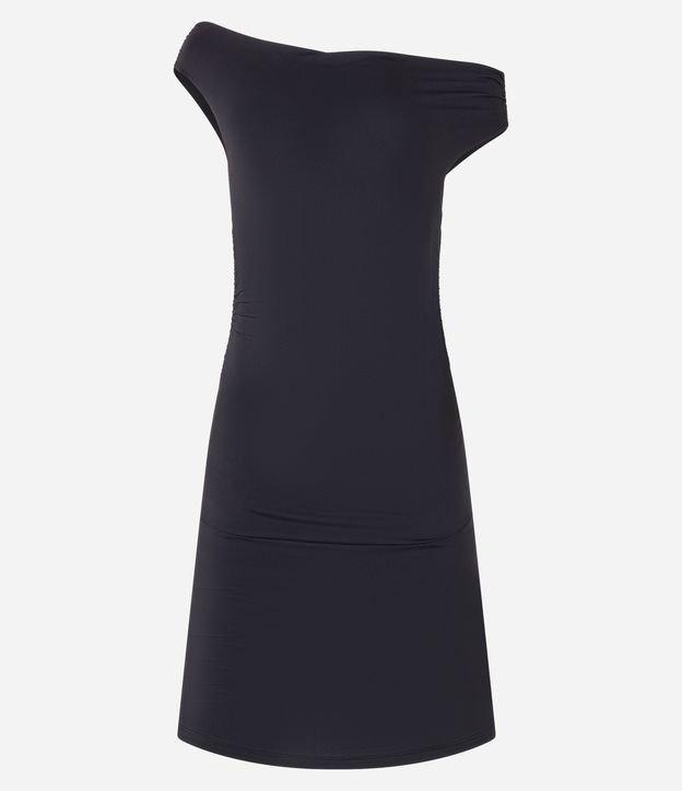 Vestido Godê em Microfibra com Decote Assimétrico - 1