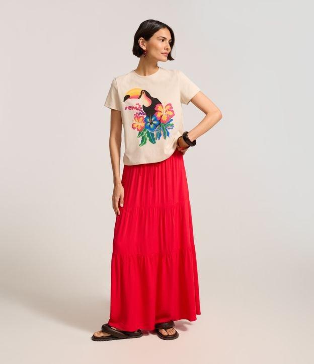 Saia Evasê Longa em Viscose com Recortes e Amarração - 2