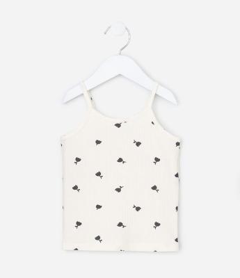 Regata Canelada com Estampa de Tulipas - Tam 1 a 6 anos