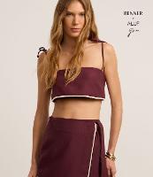 Top de Alça em Algodão com Linho e Elástico nas Costas - 1