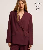 Blazer Oversized em Alfaiataria Transpassado com Bolsos Lapela - 1