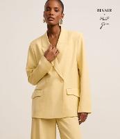 Blazer Oversized em Alfaiataria Transpassado com Bolsos Lapela - 1