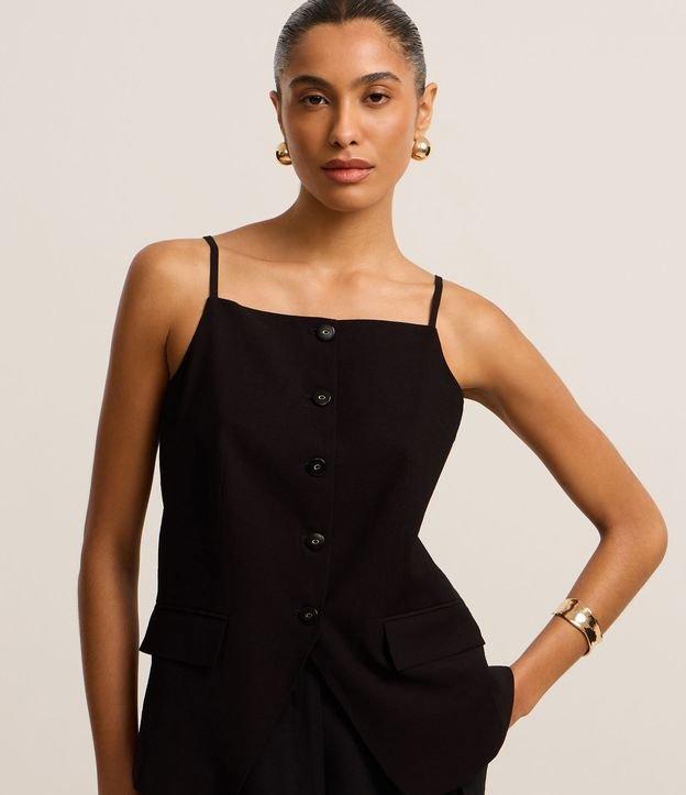 Colete em Viscose com Decote Quadrado e Barra V - 1