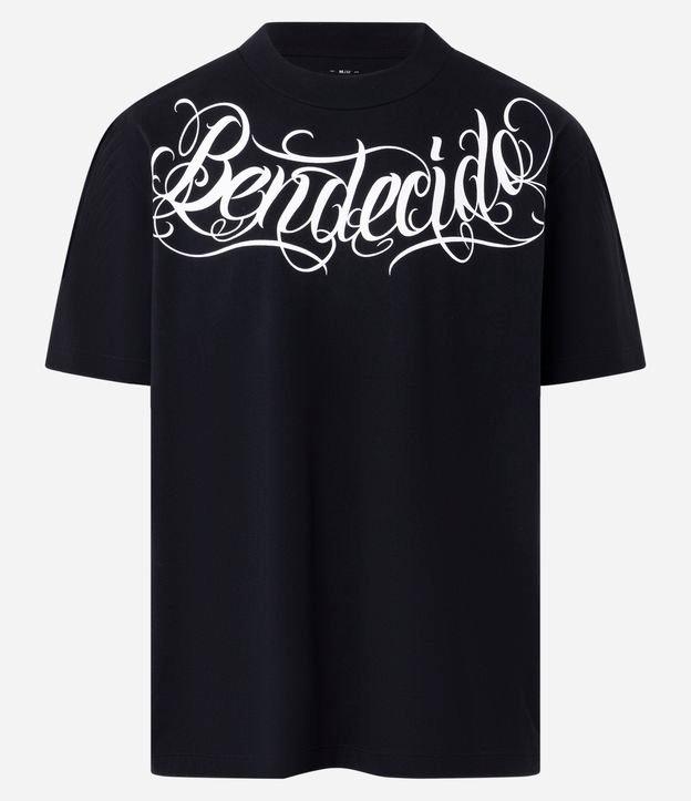 Camiseta Relaxed em Algodão com Estampa Lettering - 1