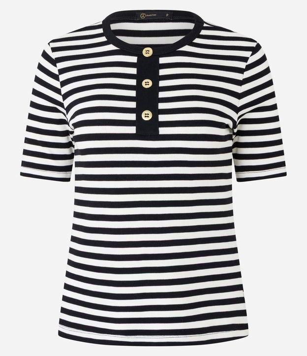Blusa Slim Listrada em Ribana com Textura Canelada - 1