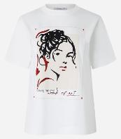 Blusa Slim em Algodão com Estampa Artística Retrato Rabiscado - 1
