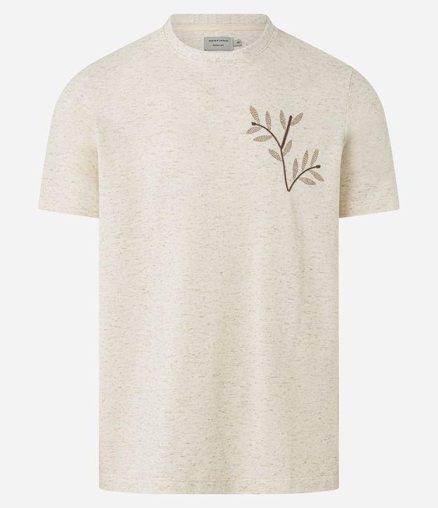 Camiseta Regular em Algodão com Bordado Floral - 1