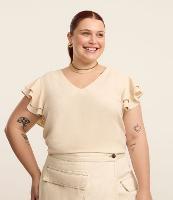Blusa em Crepe com Babado na Manga Curve & Plus Size - 1