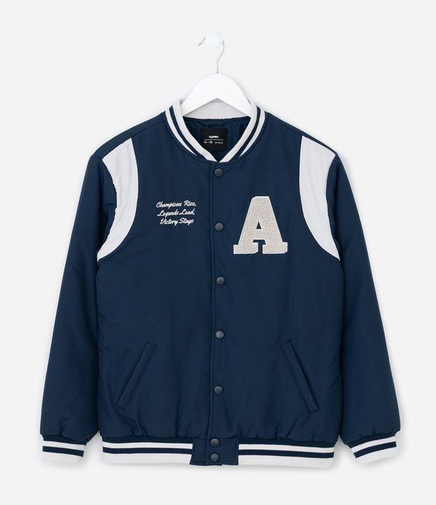 Jaqueta College Bomber Infantil com Estampa Lettering - Tam 5 A 14 Anos - 1
