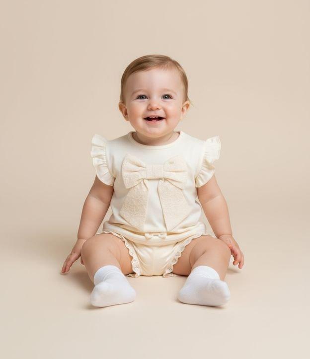 Blusa Infantil com Laço Grande em Broderie - Tam 0 a 18 meses - 2