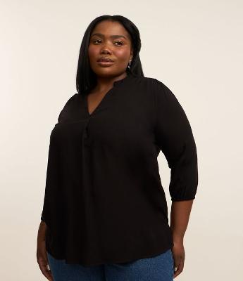 Blusa em Viscose com Manga 3/4 Curve & Plus Size