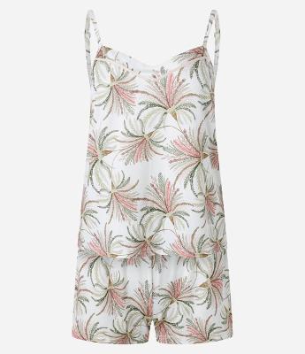 Pijama Short Doll com Toque Suave e Estampa de Folhagens