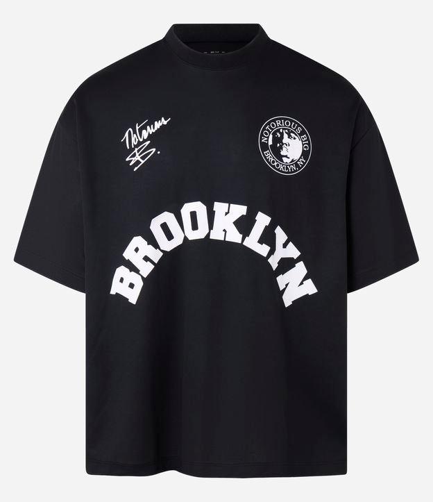 Camiseta Oversized com Estampa Localizada e Lettering Notorious BIG - 1