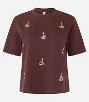 Blusa Slim em Algodão com Bordados de Barco À Vela - 1