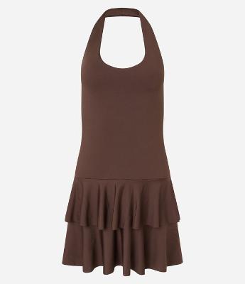 Vestido Curto Frente Única com Babados na Saia