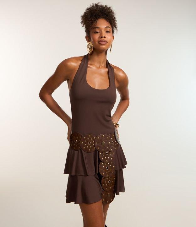 Vestido Curto Frente Única com Babados na Saia - 2