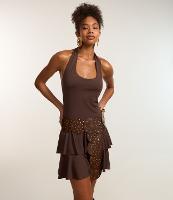 Vestido Curto Frente Única com Babados na Saia - 2