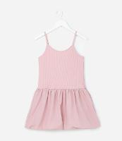 Vestido Balonê Curto com Textura Canelada - Tam 7 a 14 Anos - 1