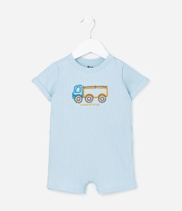 Macacão Infantil Canelado com Bordado Caminhão - Tam 0 a 18 Meses - 1