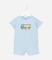 Macacão Infantil Canelado com Bordado Caminhão - Tam 0 a 18 Meses - 1