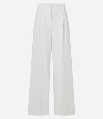 Calça Pantalona em Alfaiataria com Cós Largo e Pregas