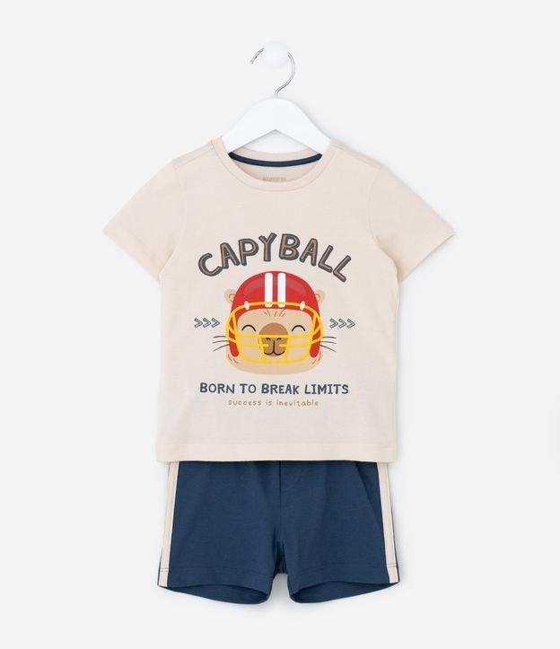 Pijama Curto Infantil com Estampa de Capivara e Futebol Americano - Tam 2 a 6 Anos - 1