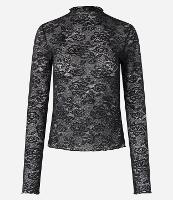 Blusa em Renda Texturizada com Golinha Alta - 1